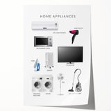 Home Appliances Kids Educational Wall Art - Learning Poster
