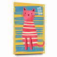 Striped Cat Illustration Print - Kids Room Art Prints