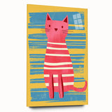 Striped Cat Illustration Print - Kids Room Art Prints