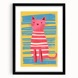 Striped Cat Illustration Print - Kids Room Art Prints