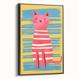 Striped Cat Illustration Print - Kids Room Art Prints