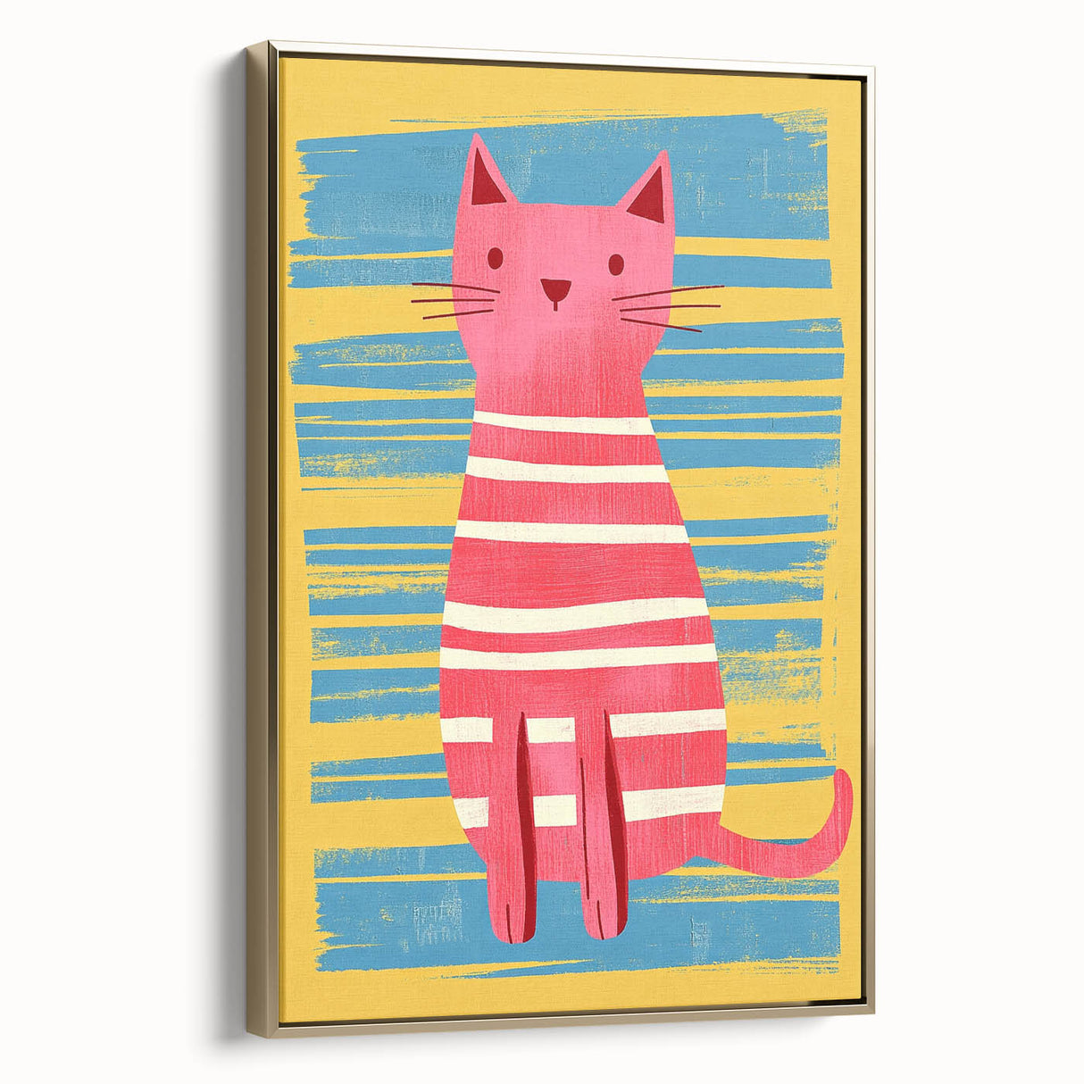 Striped Cat Illustration Print - Kids Room Art Prints