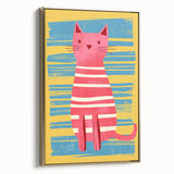 Striped Cat Illustration Print - Kids Room Art Prints