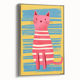 Striped Cat Illustration Print - Kids Room Art Prints