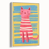 Striped Cat Illustration Print - Kids Room Art Prints