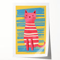 Striped Cat Illustration Print - Kids Room Art Prints