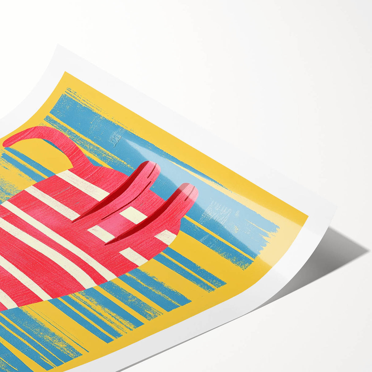 Striped Cat Illustration Print - Kids Room Art Prints