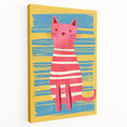 Striped Cat Illustration Print - Kids Room Art Prints