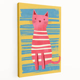 Striped Cat Illustration Print - Kids Room Art Prints