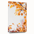 Large abstract wall art depicting autumnal trees in rich orange and red hues on acrylic glass.