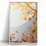 Art deco poster featuring stylized autumn trees in orange and brown hues, framed acrylic, ideal for modern nursery wall art.
