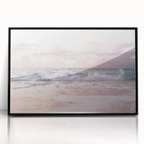 Large abstract wall art depicting summer themes in vibrant colors on a black framed acrylic.