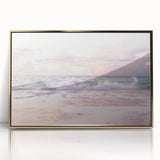 Mid-century modernist style large art print of a summer scene, with vibrant colors on a framed acrylic.