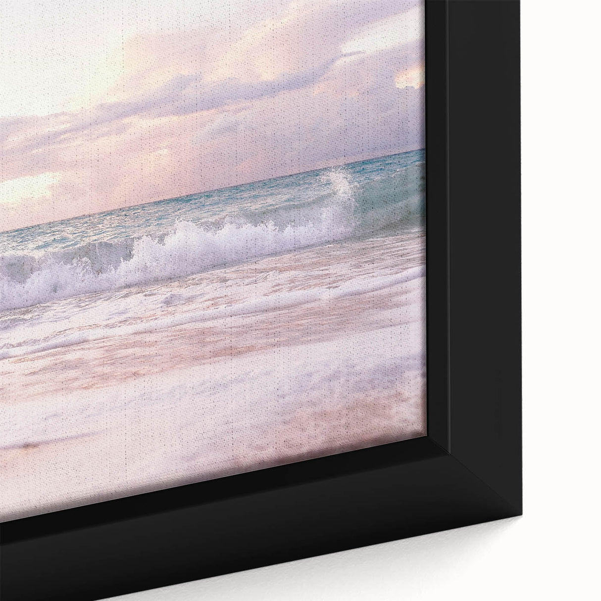 Extra large framed canvas featuring textured, colorful abstract art with prominent black elements.