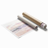 Extra large rolled canvas print featuring a vibrant floral design in summer tones, ideal for classy bathroom wall art.