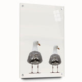 Large abstract wall art on acrylic glass featuring swirling blue and white patterns.