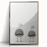 Large art print featuring a mid-century modernist abstract design in gold and white tones on acrylic.