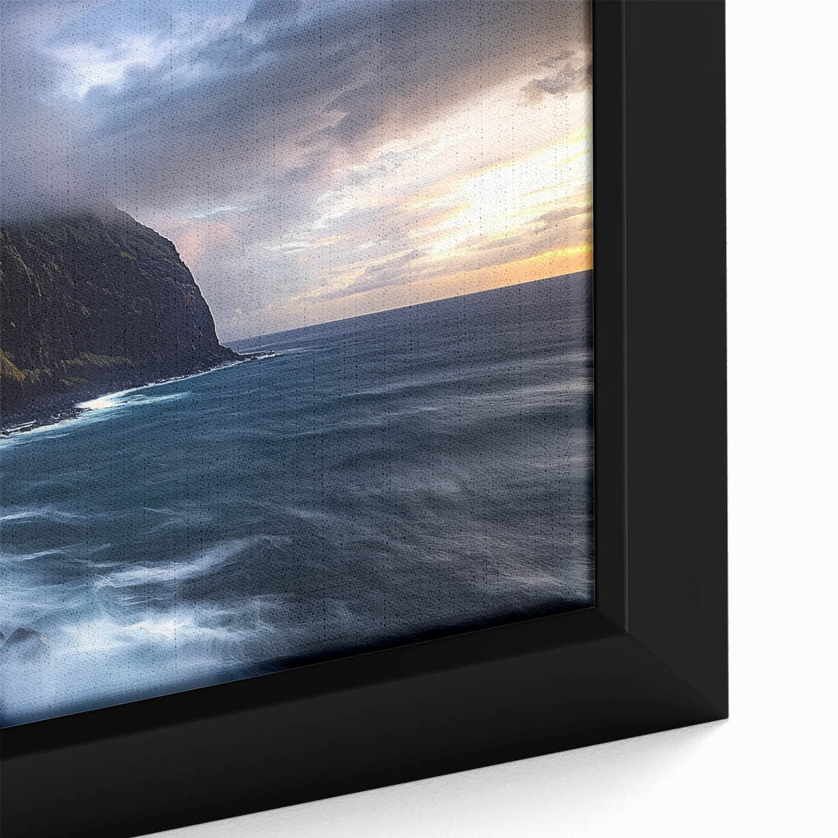 Framed canvas artwork showcasing a stunning close-up of rugged cliffs with vibrant colors and intricate textures, perfect for adding a natural landscape touch to any decor.