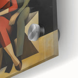 Abstract figurative acrylic artwork on glass showcasing vibrant colors and intricate details, perfect for modern home decor or gallery display.