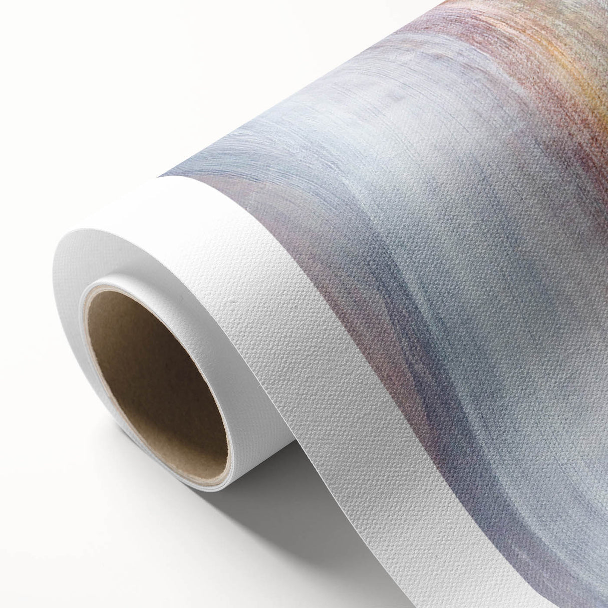 Abstract landscapes wall art on rolled canvas showcasing vibrant colors and fluid shapes, ideal for modern decor, presented in a protective cardboard tube.
