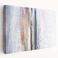 Abstract landscape wall art on stretched canvas, showcasing vibrant colors and dynamic shapes. Side view highlights the canvas edges and texture, ideal for modern decor.