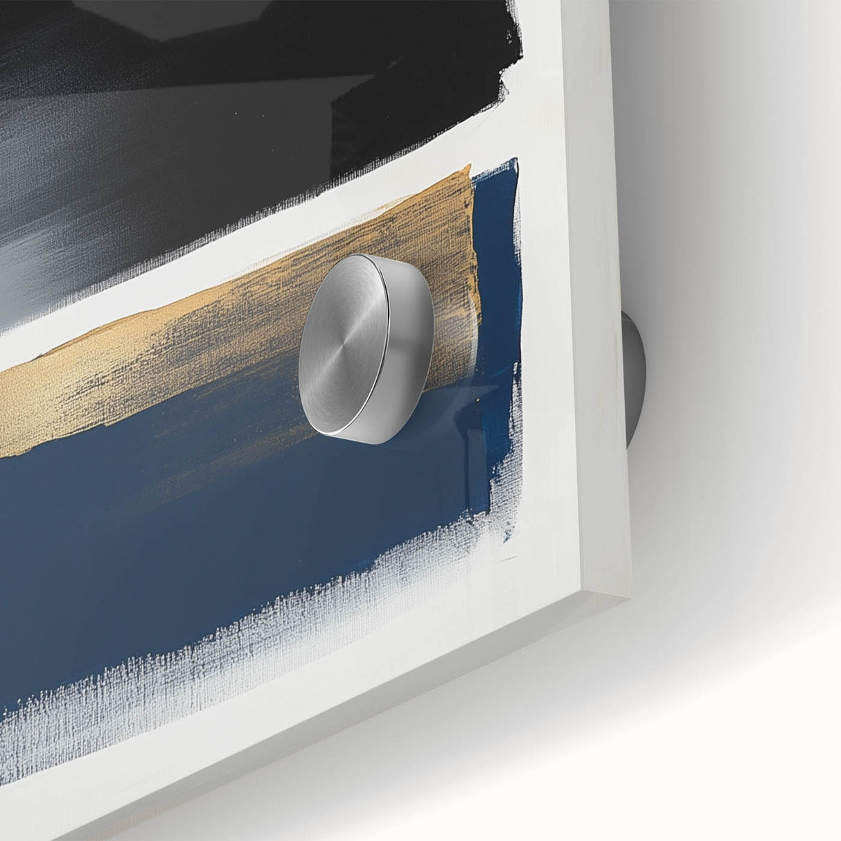 Abstract Art Prints – Bold Black and Navy with Metallic Gold Accents