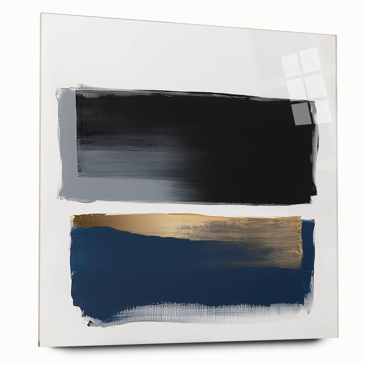 Abstract Art Prints – Bold Black and Navy with Metallic Gold Accents