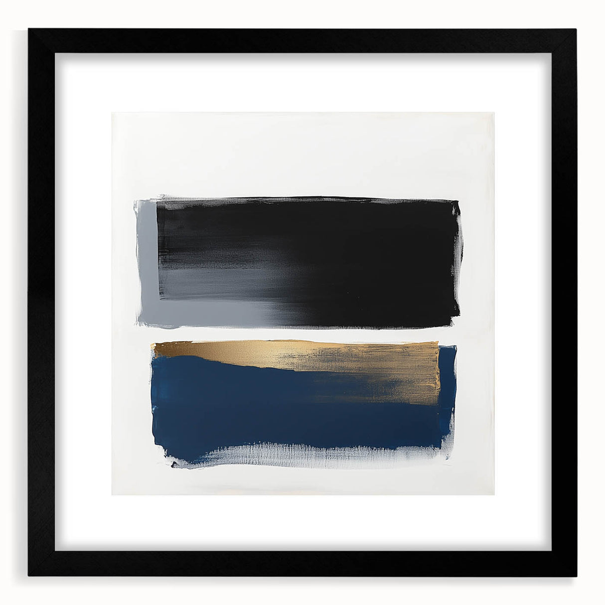 Abstract Art Prints – Bold Black and Navy with Metallic Gold Accents