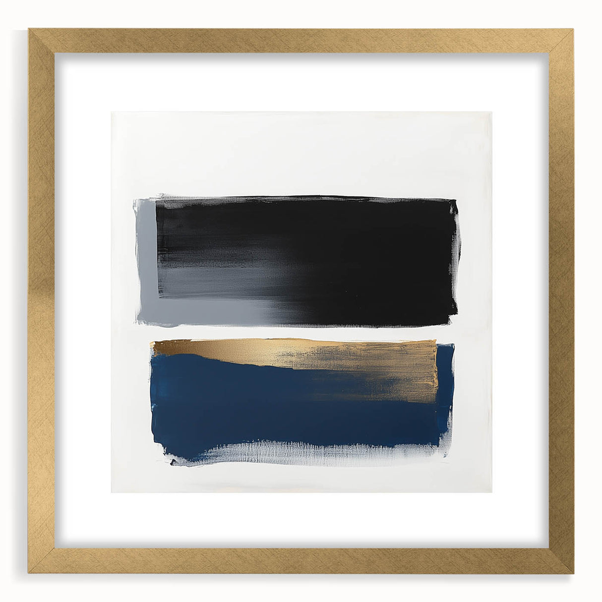 Abstract Art Prints – Bold Black and Navy with Metallic Gold Accents