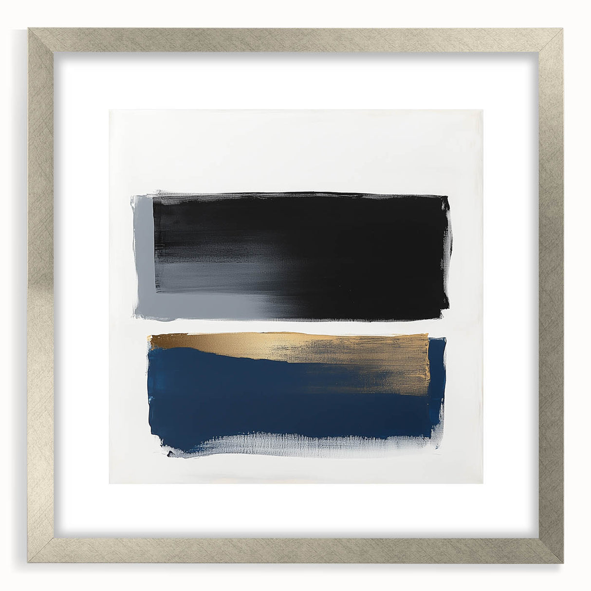Abstract Art Prints – Bold Black and Navy with Metallic Gold Accents