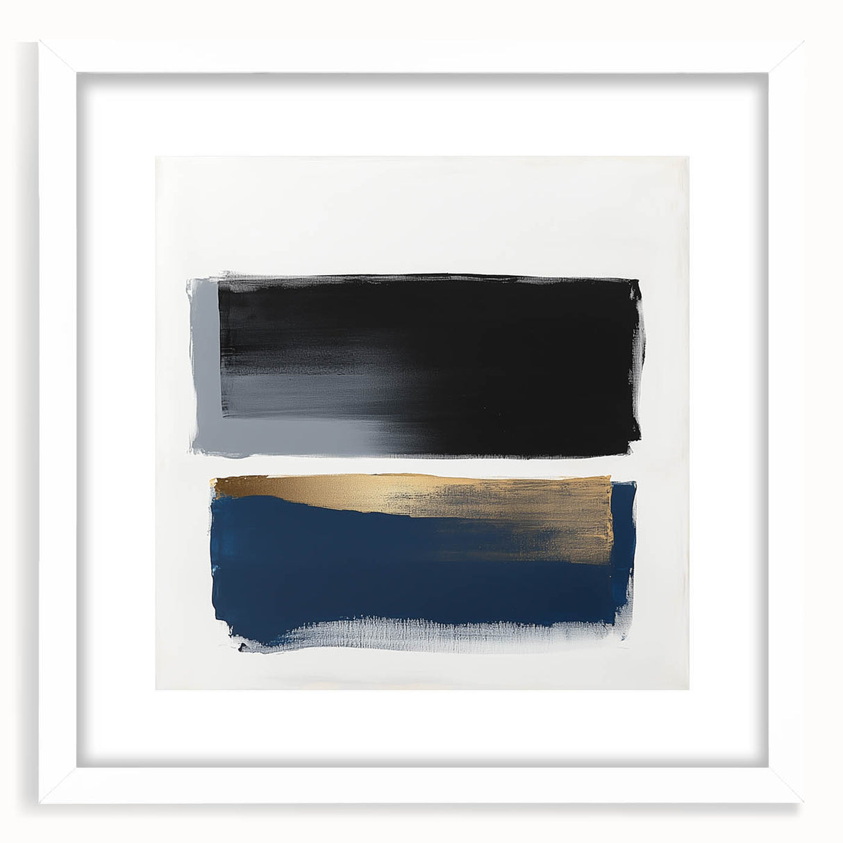 Abstract Art Prints – Bold Black and Navy with Metallic Gold Accents