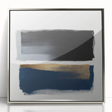 Abstract Art Prints – Bold Black and Navy with Metallic Gold Accents