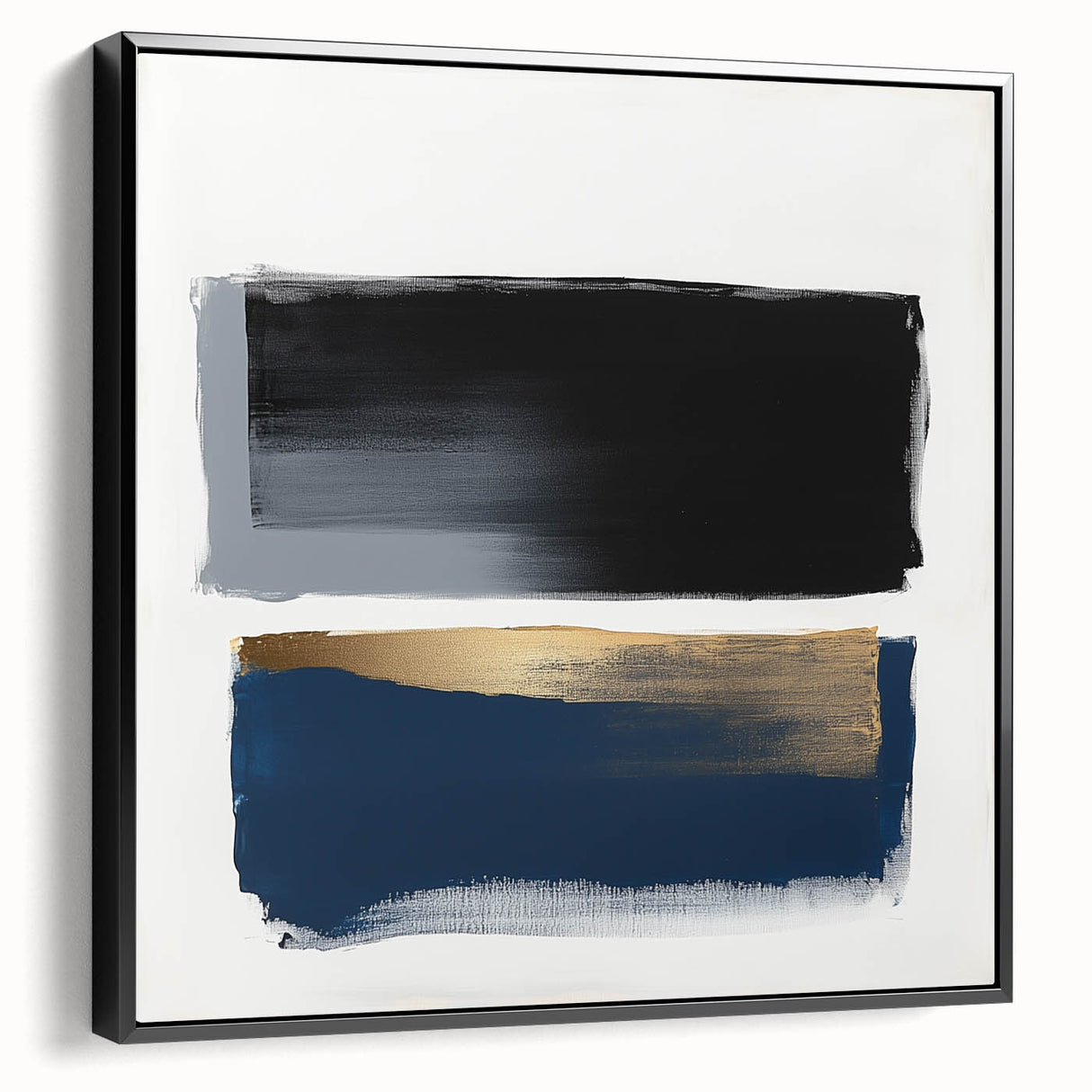 Abstract Art Prints – Bold Black and Navy with Metallic Gold Accents