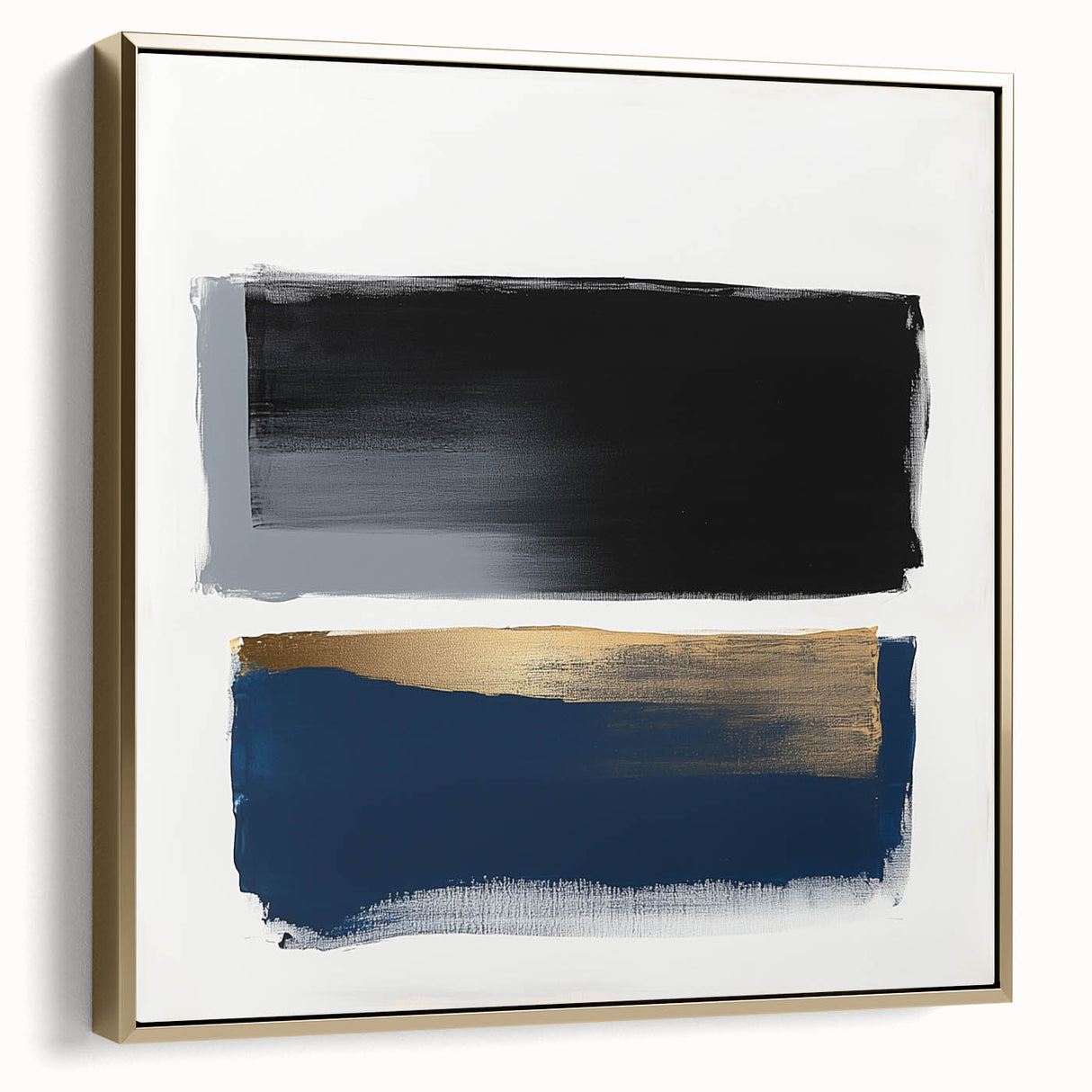 Abstract Art Prints – Bold Black and Navy with Metallic Gold Accents