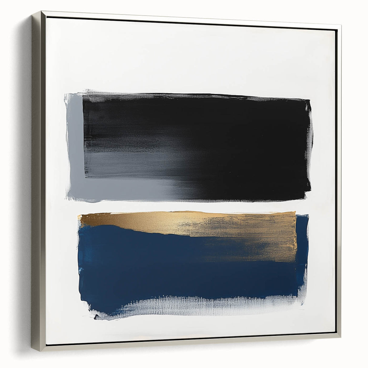 Abstract Art Prints – Bold Black and Navy with Metallic Gold Accents