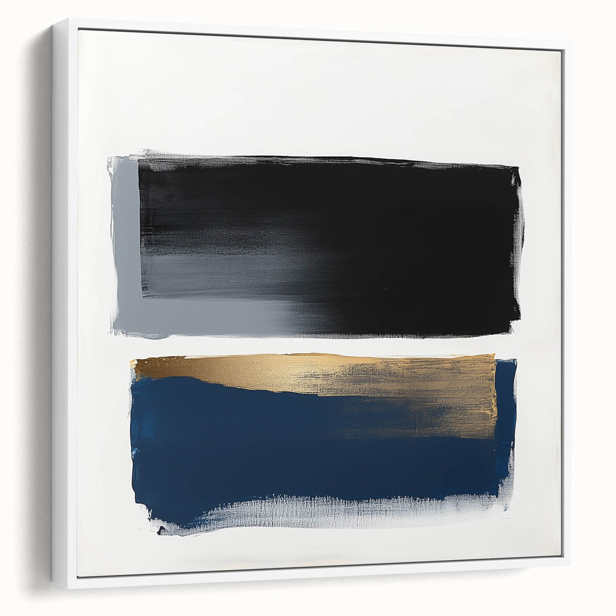 Abstract Art Prints – Bold Black and Navy with Metallic Gold Accents