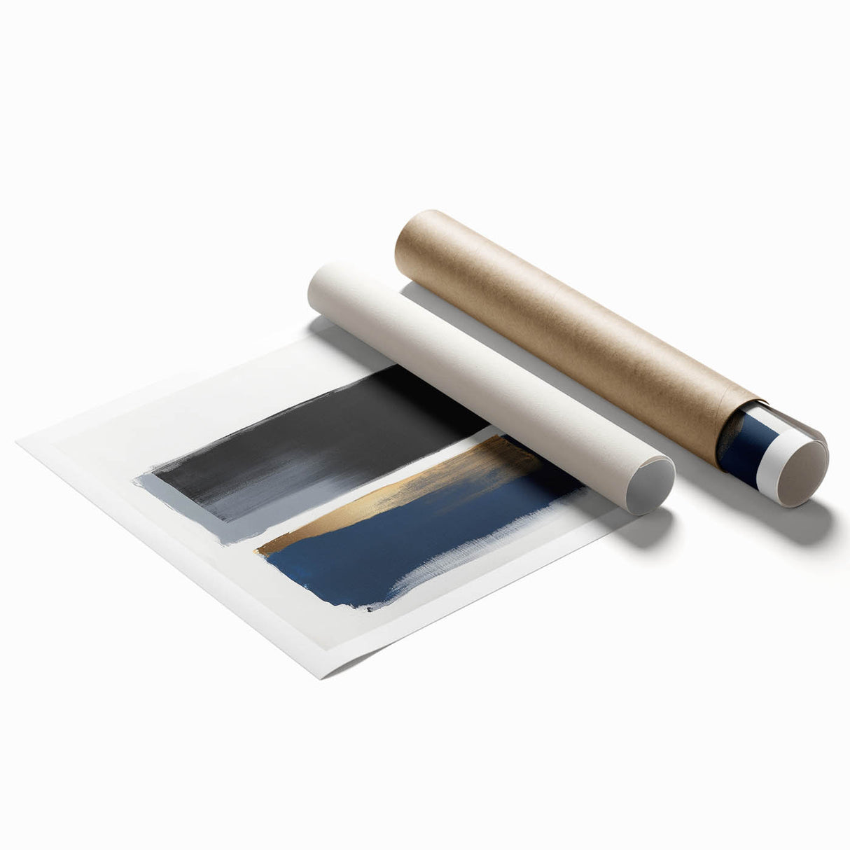 Abstract Art Prints – Bold Black and Navy with Metallic Gold Accents