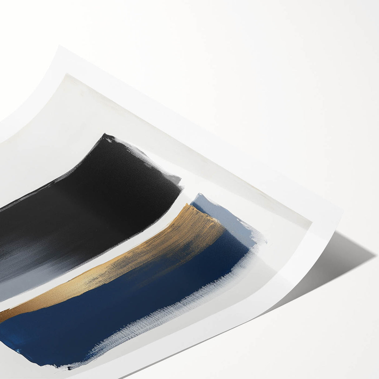 Abstract Art Prints – Bold Black and Navy with Metallic Gold Accents