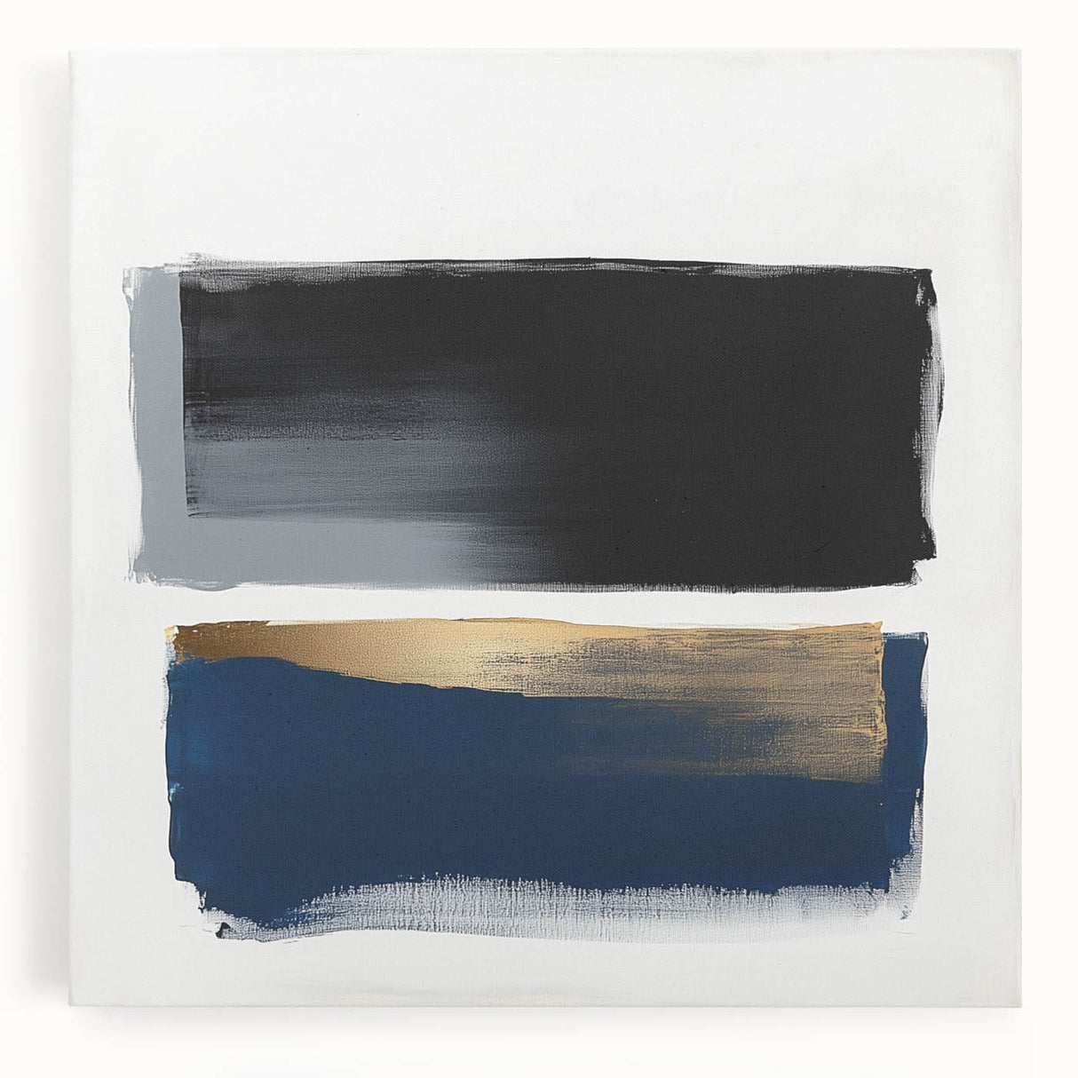 Abstract Art Prints – Bold Black and Navy with Metallic Gold Accents