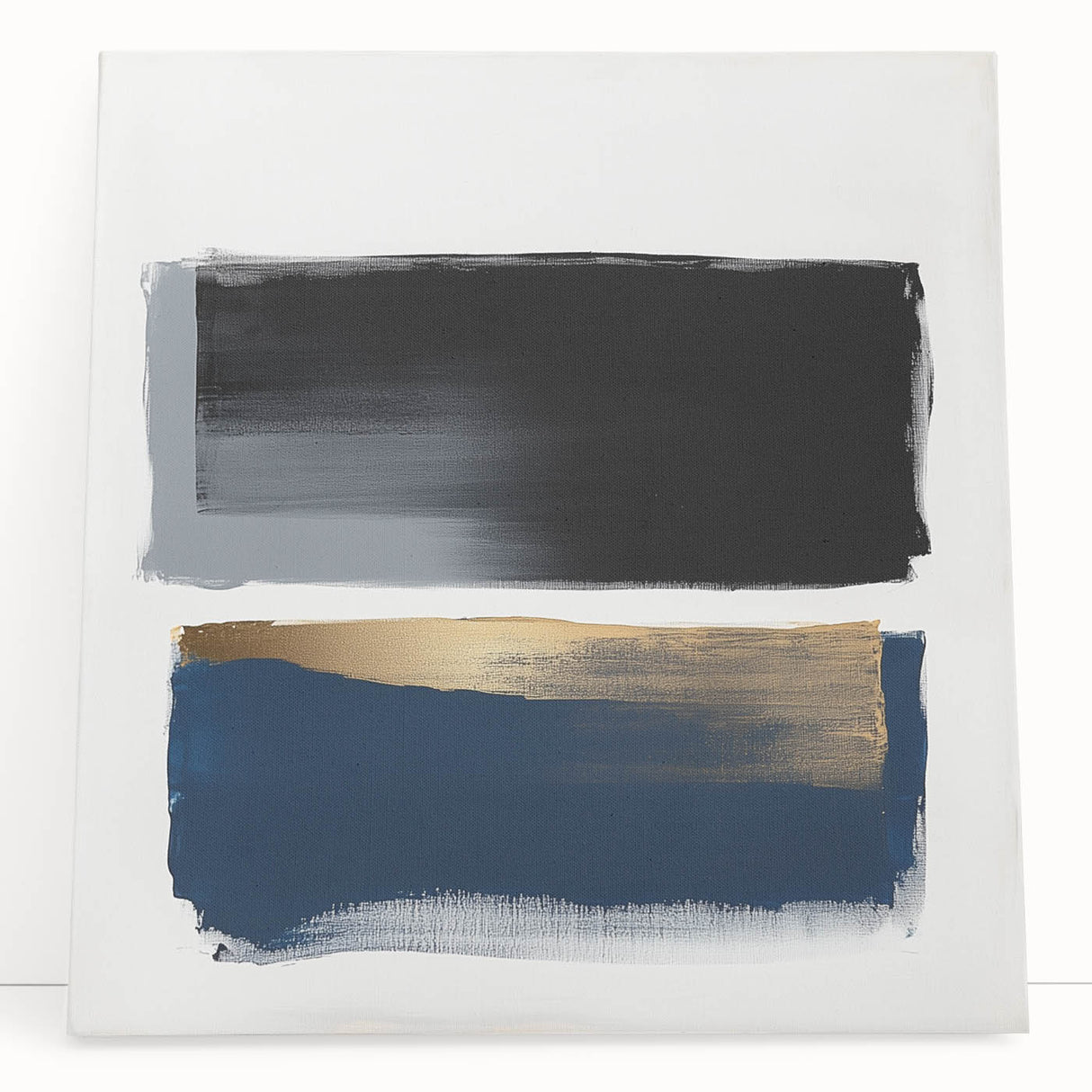 Abstract Art Prints – Bold Black and Navy with Metallic Gold Accents