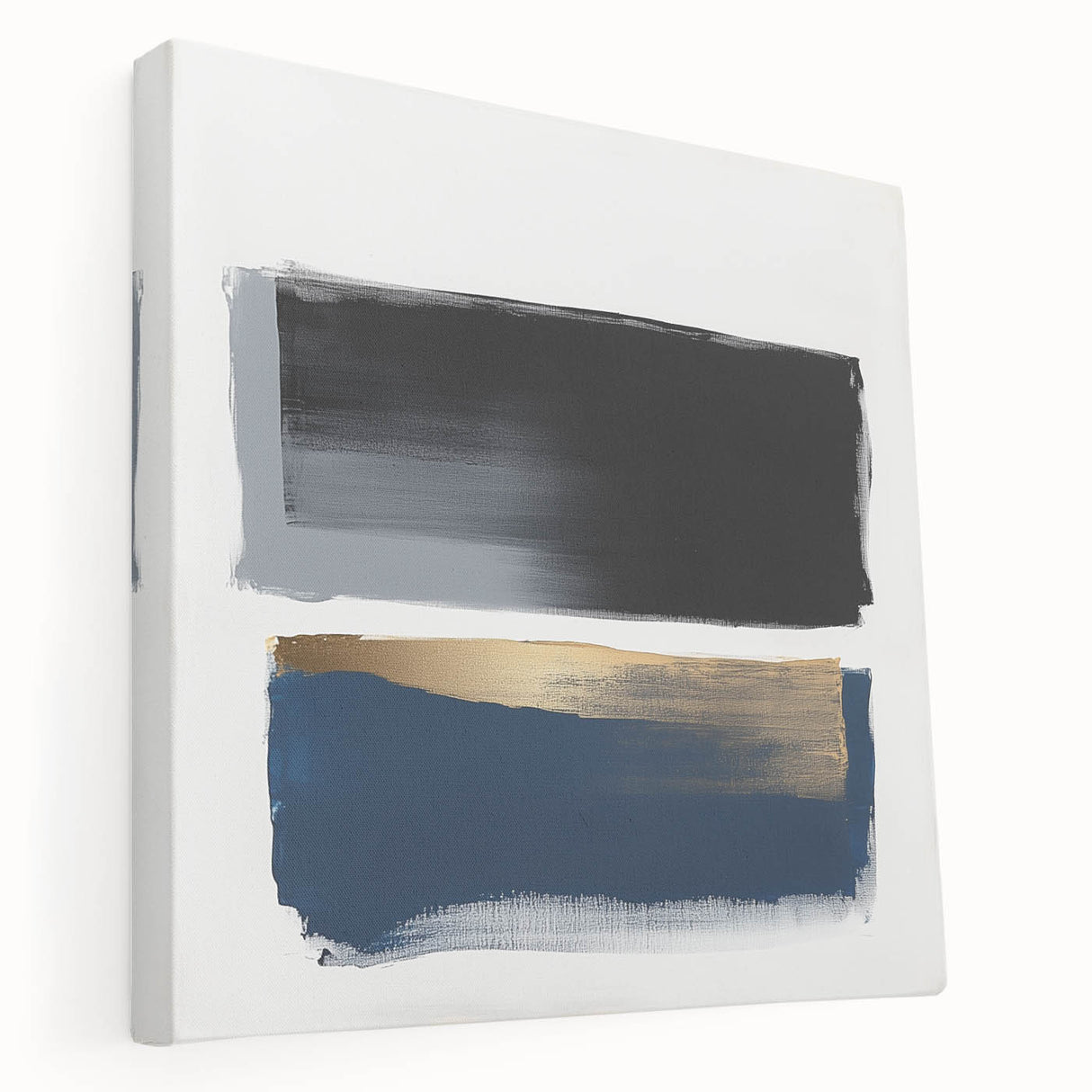 Abstract Art Prints – Bold Black and Navy with Metallic Gold Accents