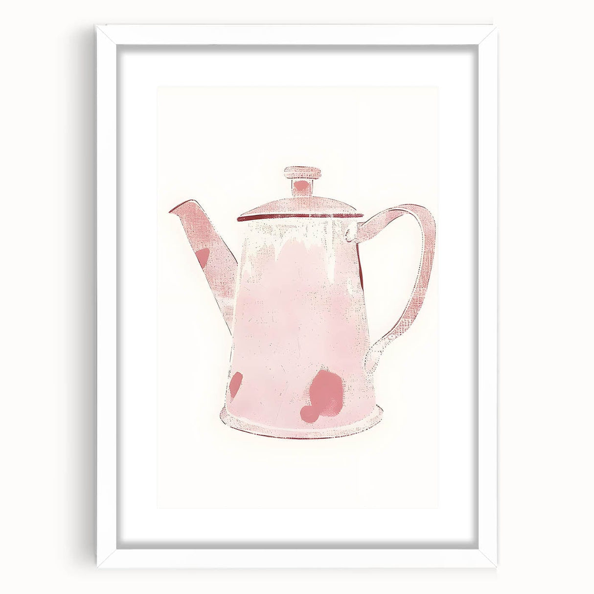 Abstract art print featuring swirling patterns in muted earth tones, framed with a white mat, ideal for dining room decor.