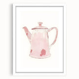 Abstract art print featuring swirling patterns in muted earth tones, framed with a white mat, ideal for dining room decor.