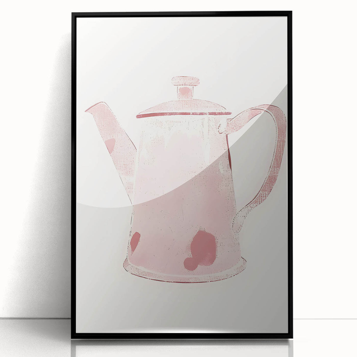Large abstract wall art featuring mid-century modernist designs in neutral and earth tones, framed in black acrylic.
