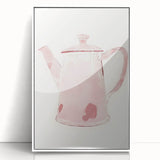 Art deco poster of food and drinks in monochrome shades on white acrylic, ideal for modern kitchen decor.