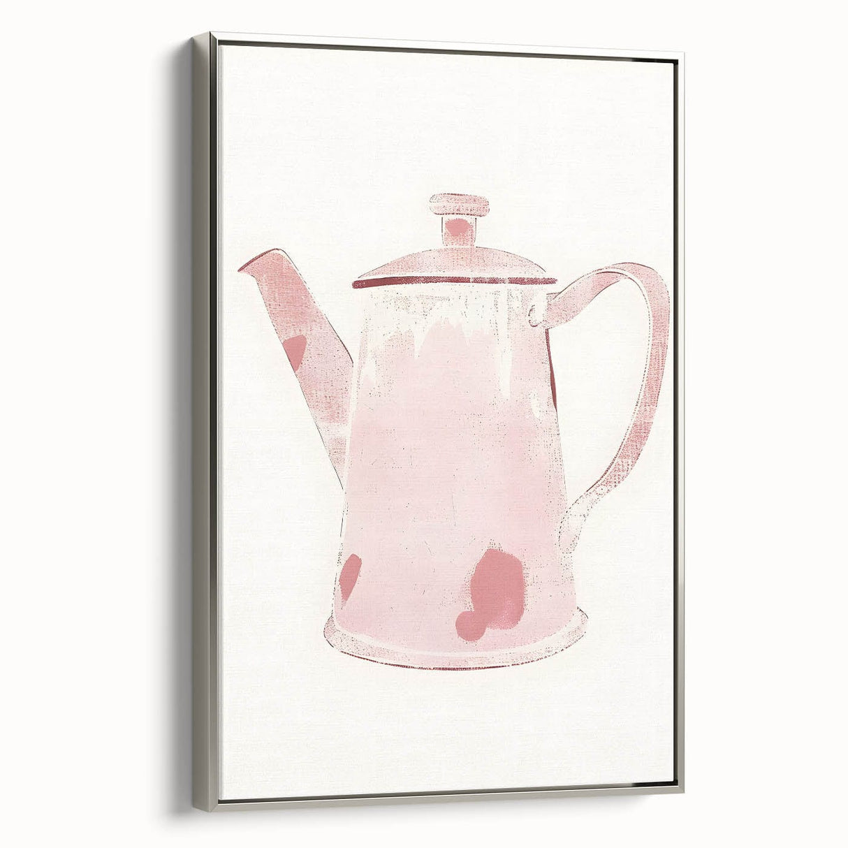 Landscape art painting of colorful food and drinks on black background, framed in silver, ideal for dining room decor.