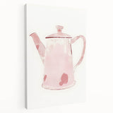 Large canvas print featuring assorted fruits and beverages in a watercolor style, ideal for kitchen wall art.