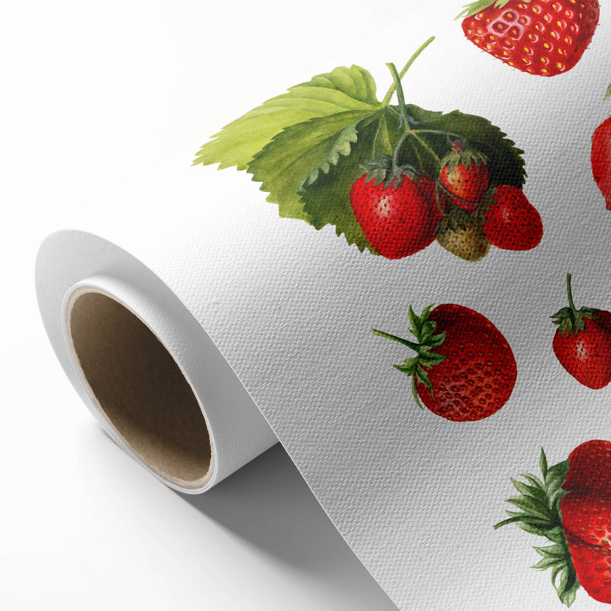 Art Deco poster of colorful fruits on rolled canvas, suitable for nursery wall art or dining room decor.