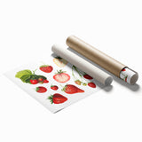 Extra large rolled print featuring a vibrant array of fruits and floral elements.
