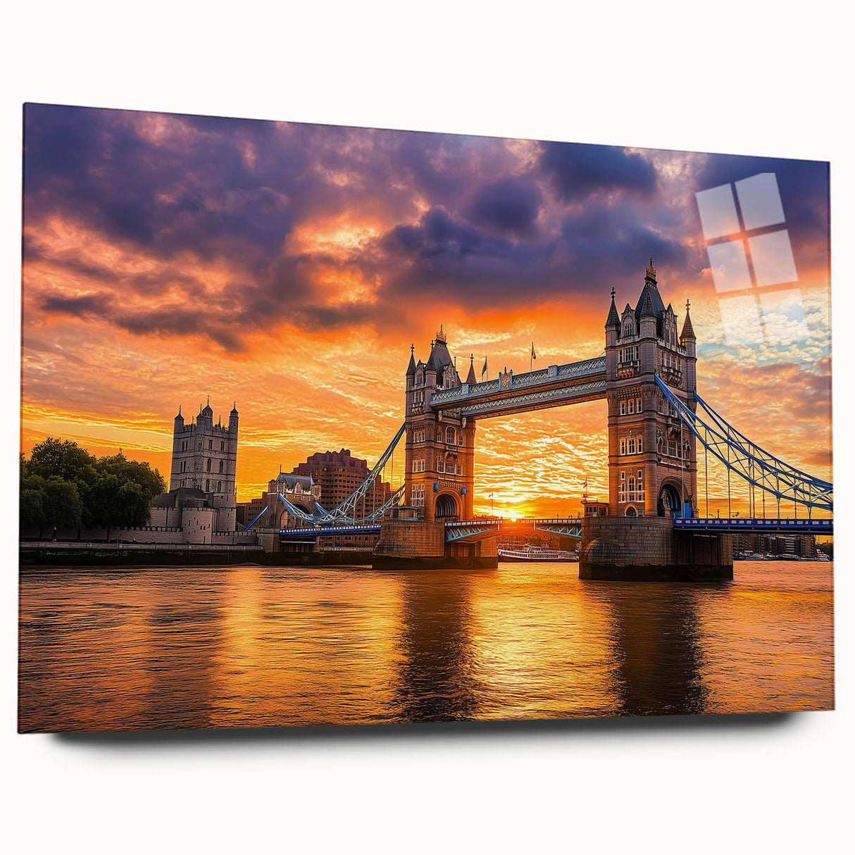 Acrylic glass landscape bridge design displayed in a side view, showcasing vibrant colors and intricate detailing, ideal for modern home decor. Perfect for art enthusiasts and collectors.